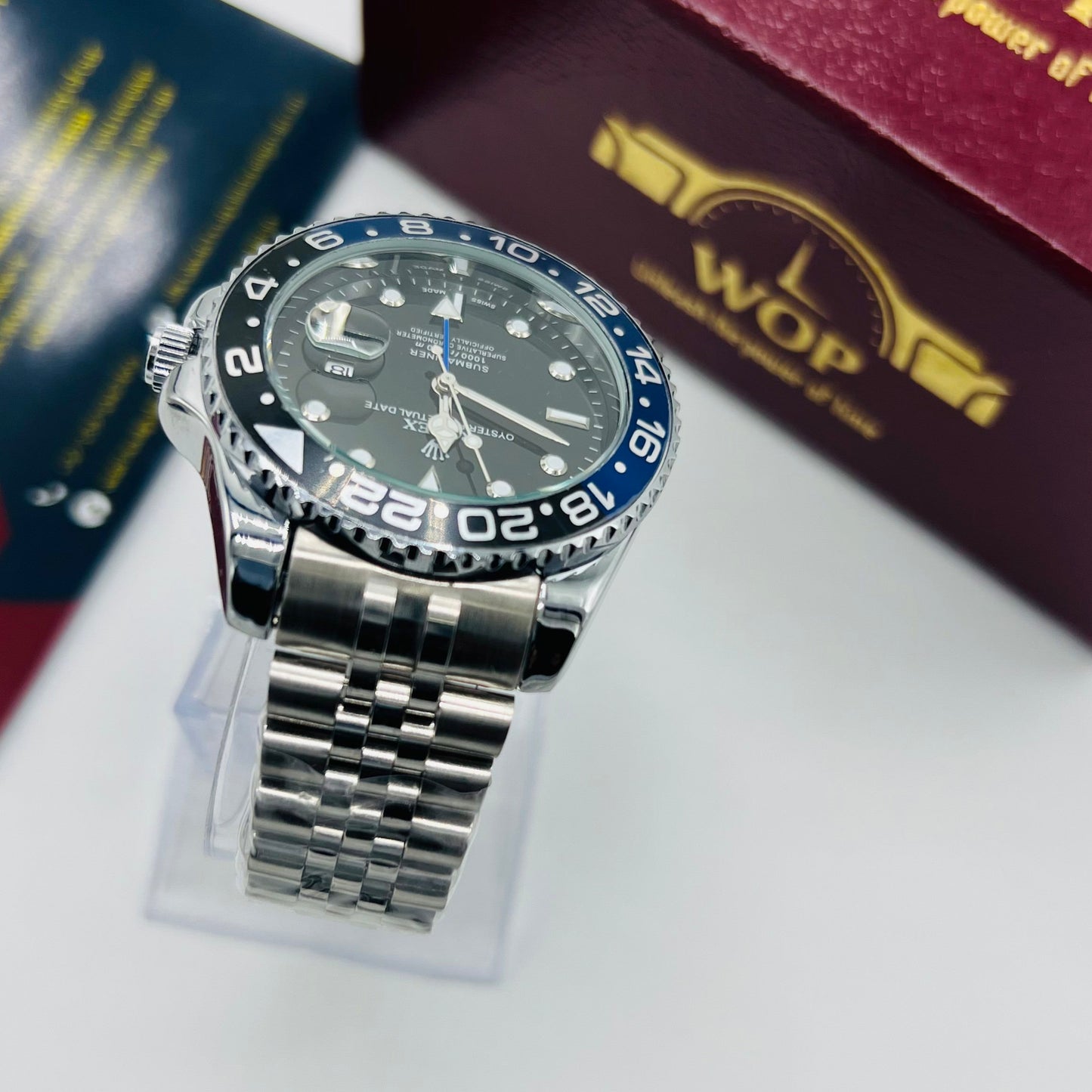 Submariner Style Watch Black Blue Bezel Stainless Steel