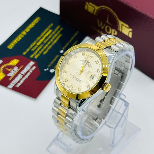 Champagne Dial Diamond Markers Two-Tone Bracelet Watch