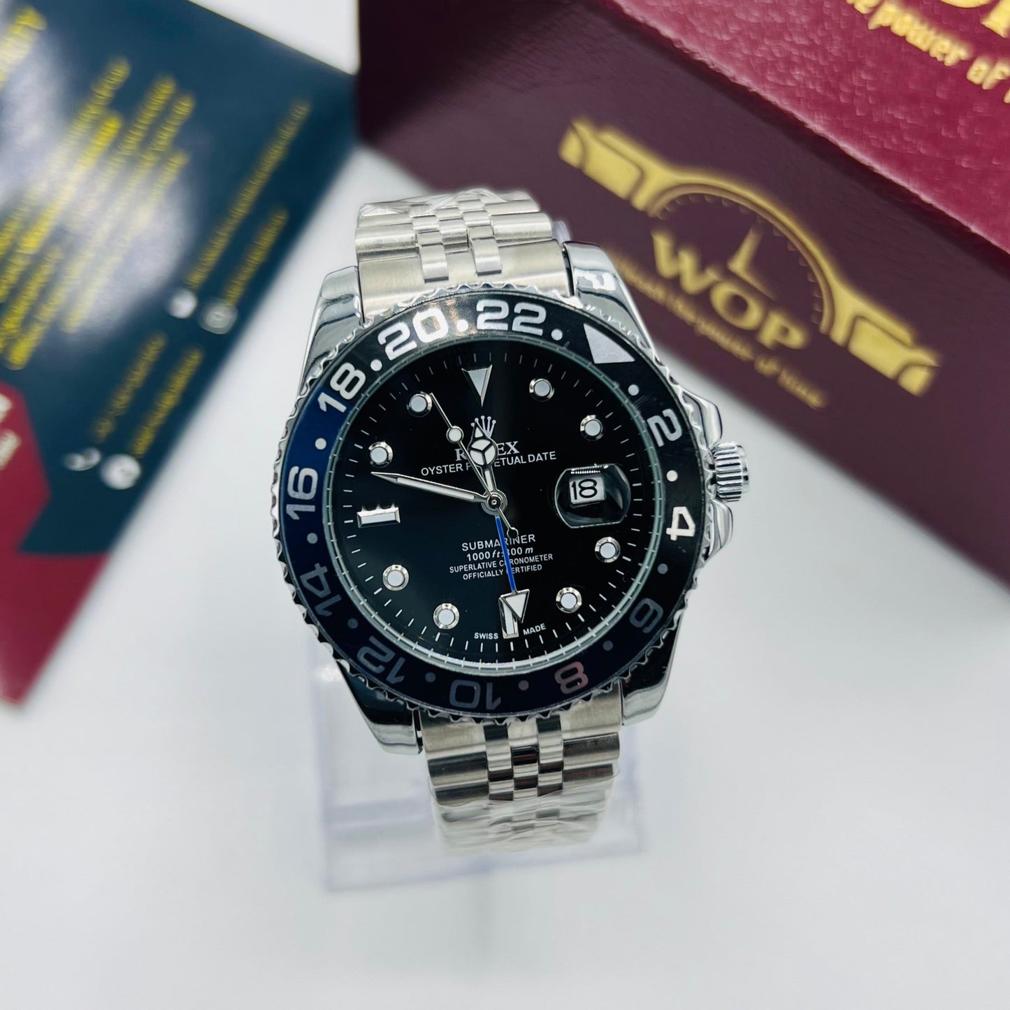 Submariner Style Watch Black Blue Bezel Stainless Steel