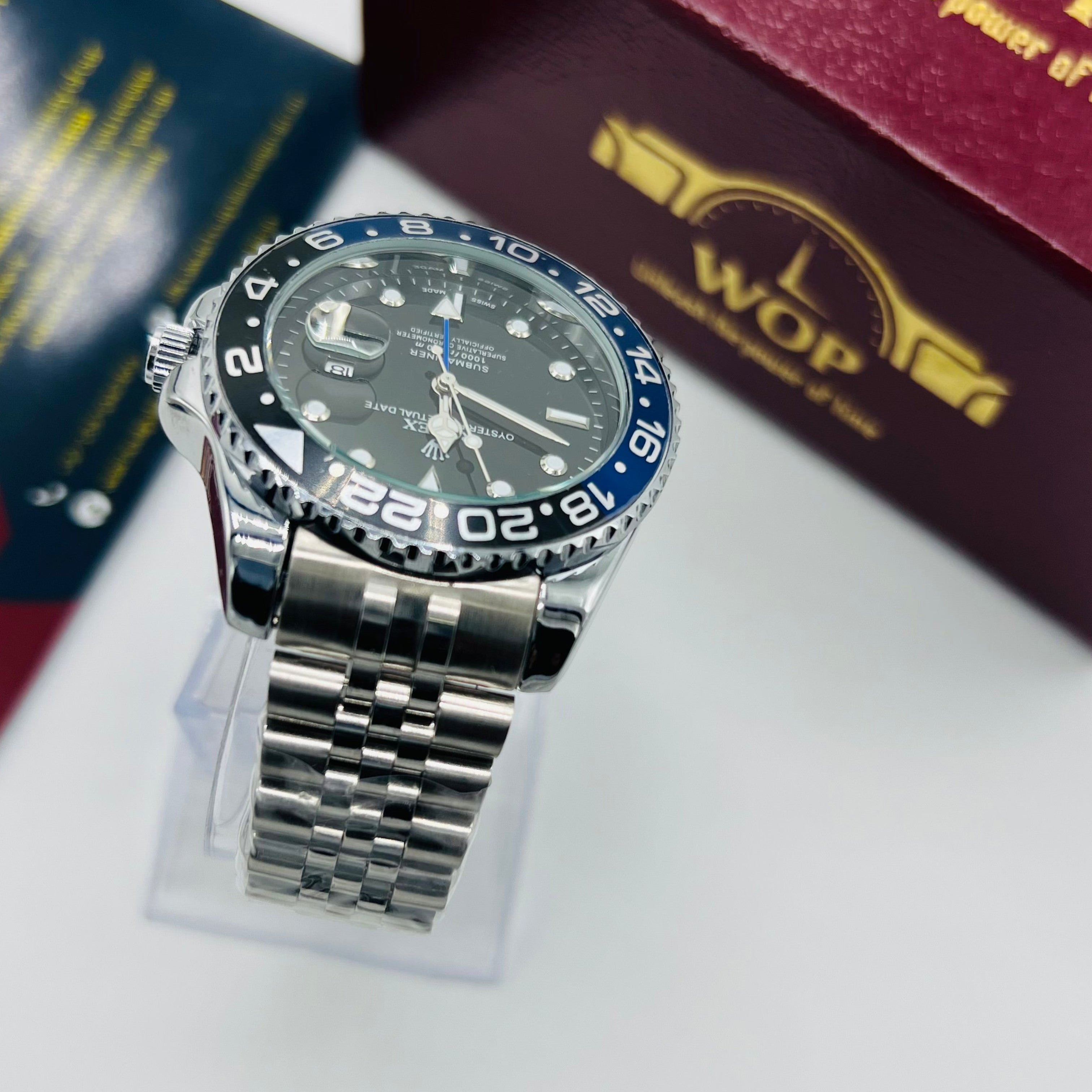 Submariner Style Watch Black Blue Bezel Stainless Steel