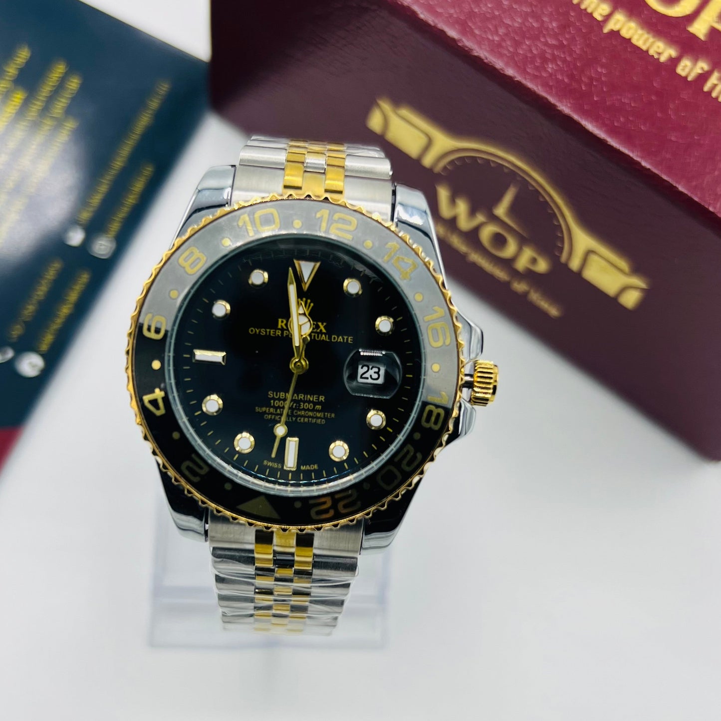 Two-Tone Black Gold Stainless Steel Bracelet Watch