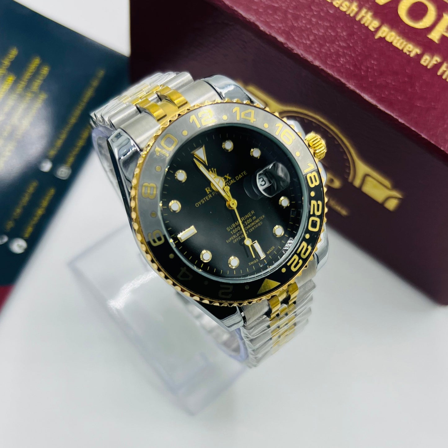 Two-Tone Black Gold Stainless Steel Bracelet Watch