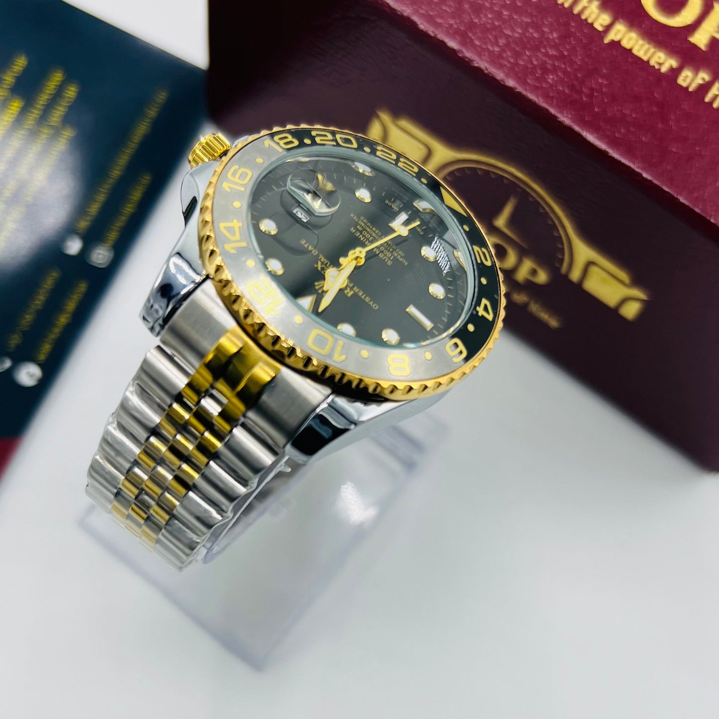 Two-Tone Black Gold Stainless Steel Bracelet Watch