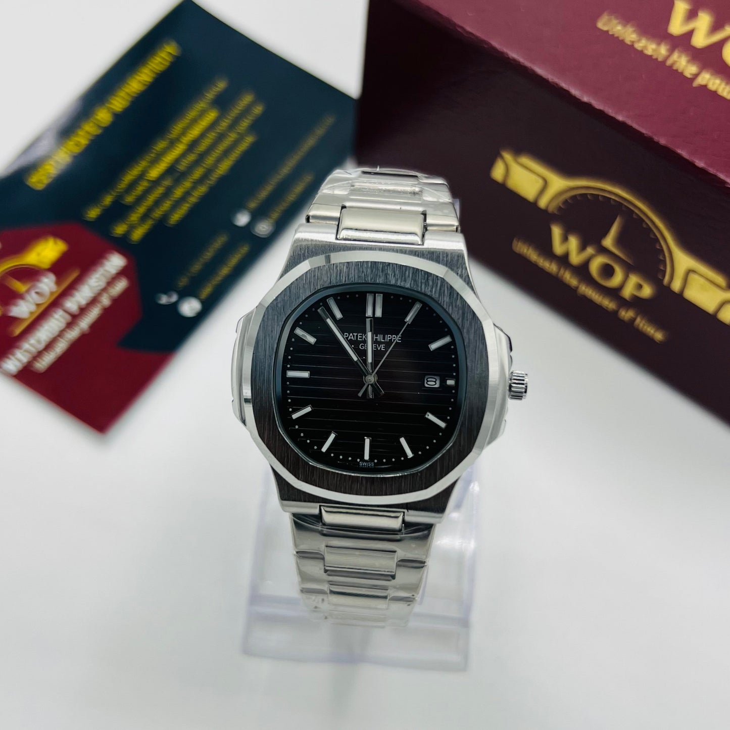 Nautilus Style Brown Dial Semi-Automatic Stainless Steel Bracelet Watch