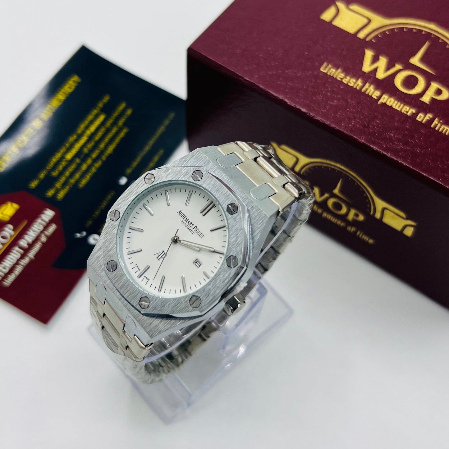 Royal Oak Style White Dial Octagonal Bezel Stainless Steel Bracelet Watch