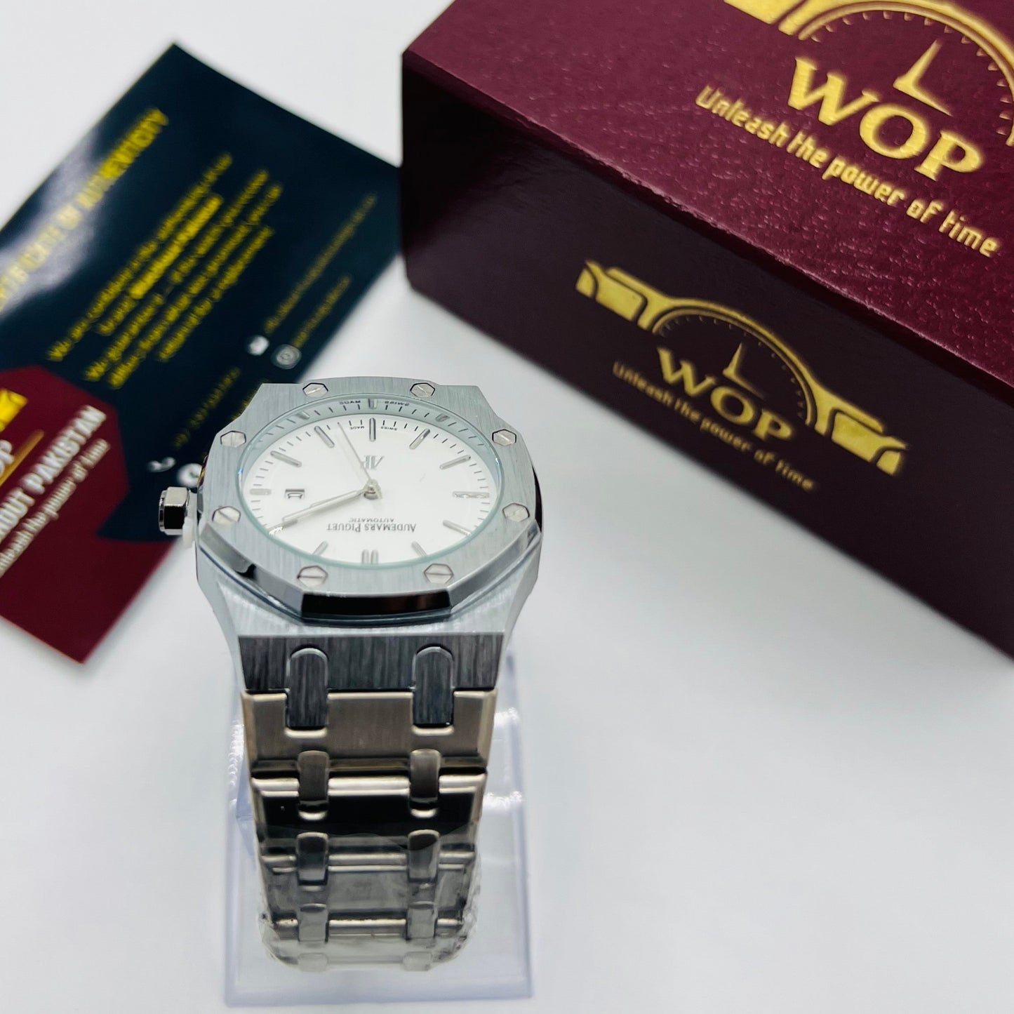 Royal Oak Style White Dial Octagonal Bezel Stainless Steel Bracelet Watch