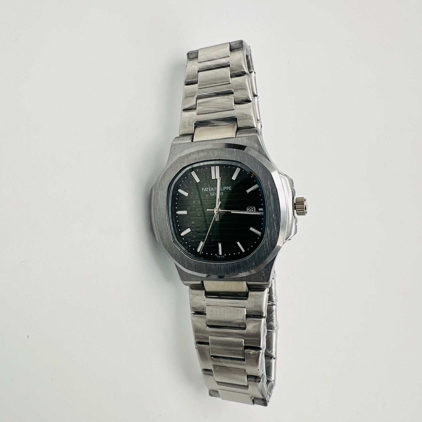 Nautilus Style Green Dial Semi-Automatic Stainless Steel Bracelet Watch