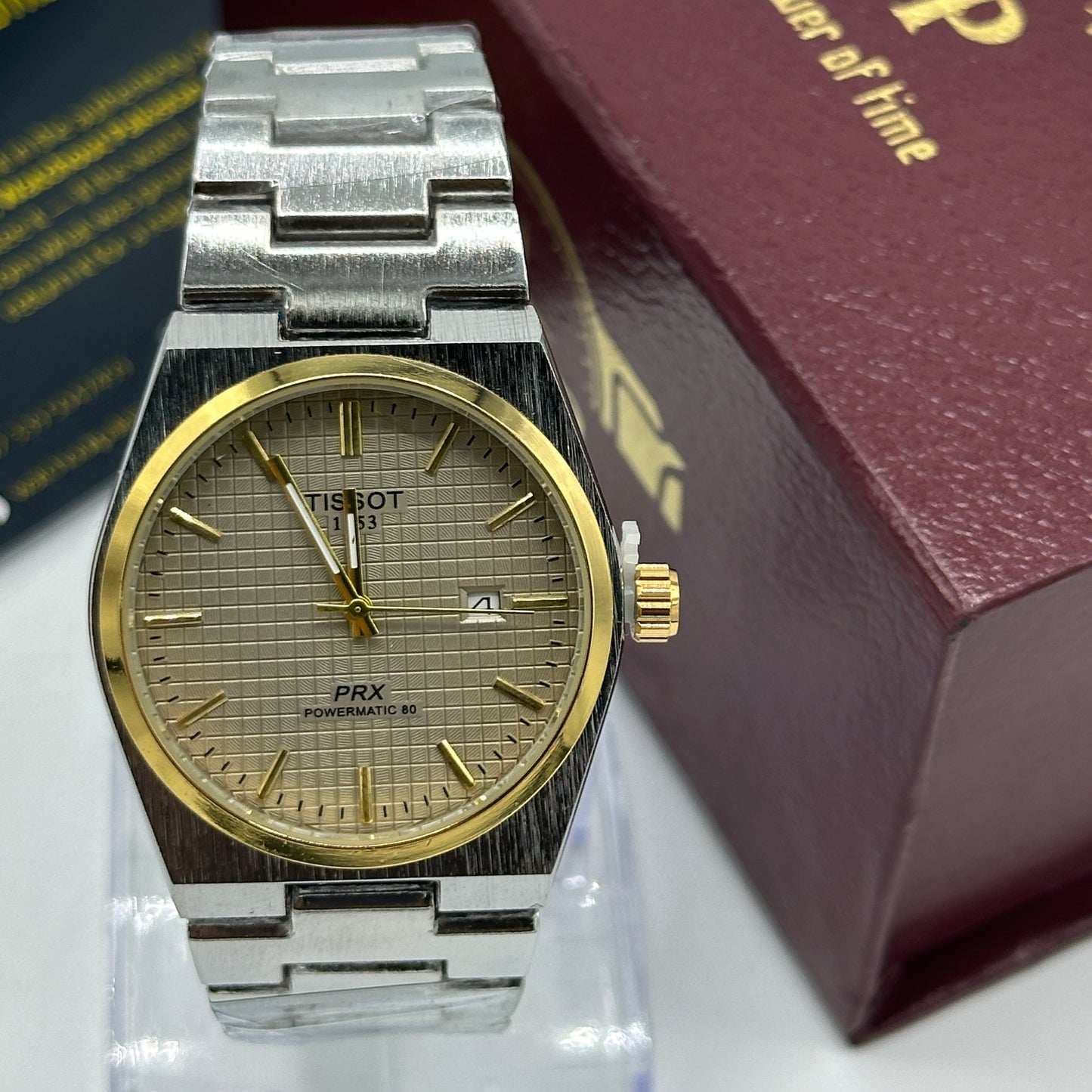 Mens Branded Watch PRX - Golden Silver Tiffany dial