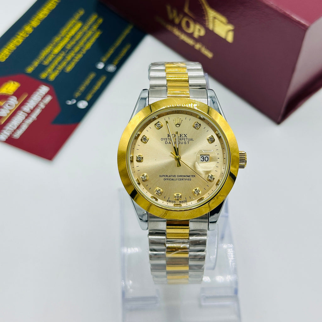 Champagne Dial Diamond Markers Two-Tone Bracelet Watch