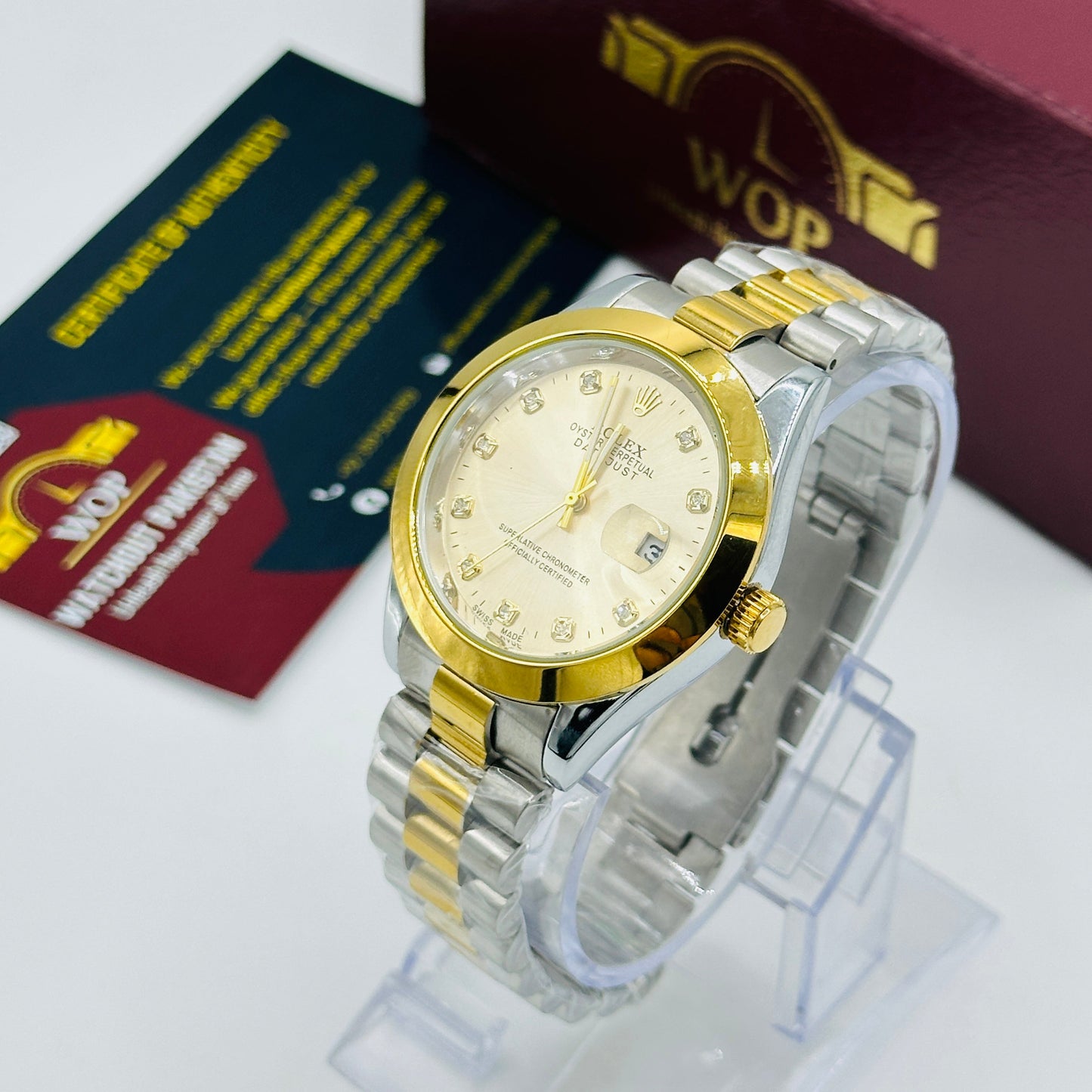 Champagne Dial Diamond Markers Two-Tone Bracelet Watch