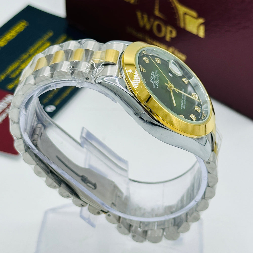 Green Dial Diamond Markers Two-Tone Bracelet Watch