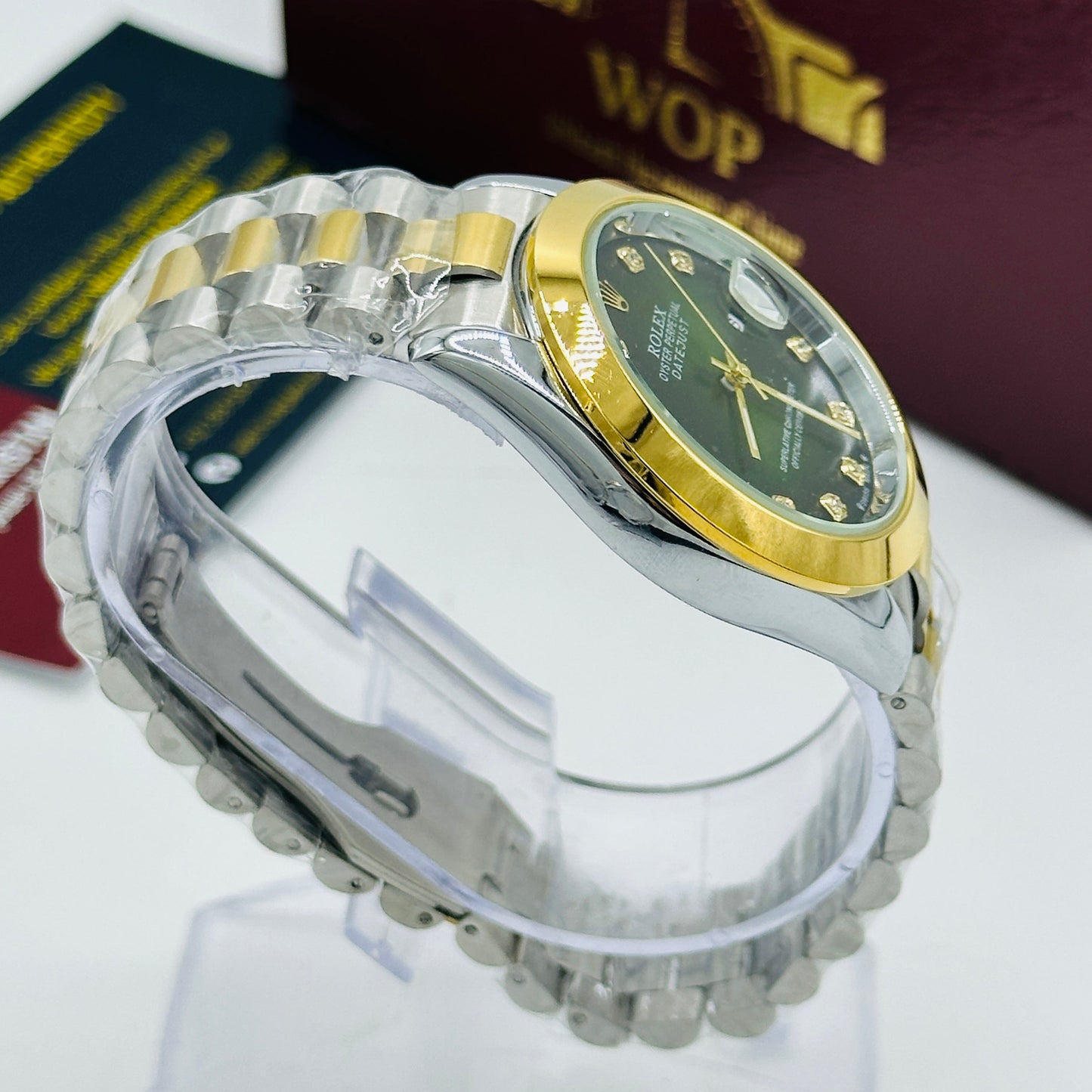 Green Dial Diamond Markers Two-Tone Bracelet Watch