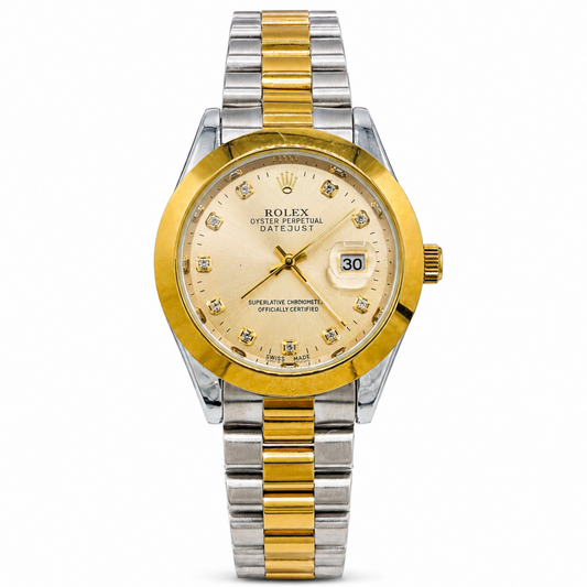 Champagne Dial Diamond Markers Two-Tone Bracelet Watch